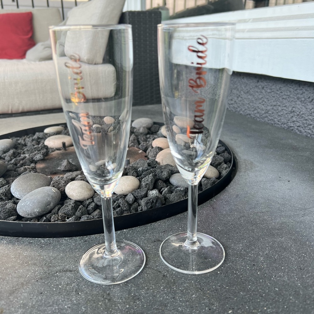 Team bride champagne flutes